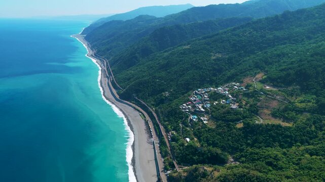 Aerial view of the sea coast in Taitung , Taiwan