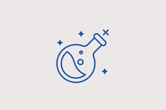 Magic potion flask line icon for health restoration and mana boosts in RPGs. Enchanting vector illustration for alchemy systems and game item shops.