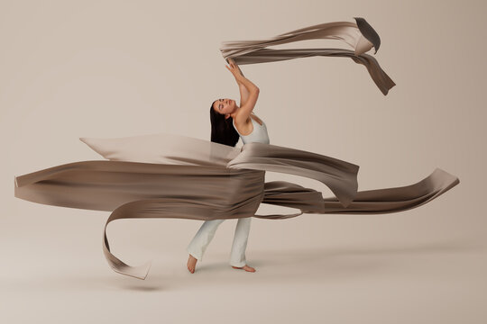 3D beauty wellness balance in fluid mindful body motion