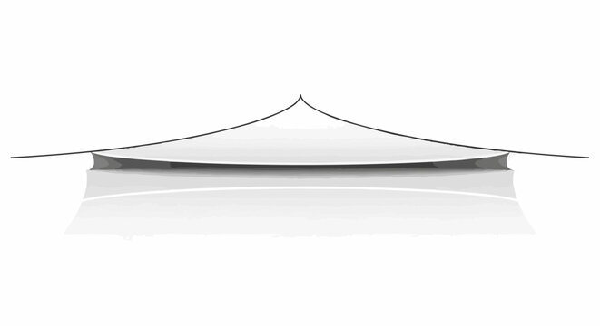 Abstract grayscale shape with curved line and reflective base