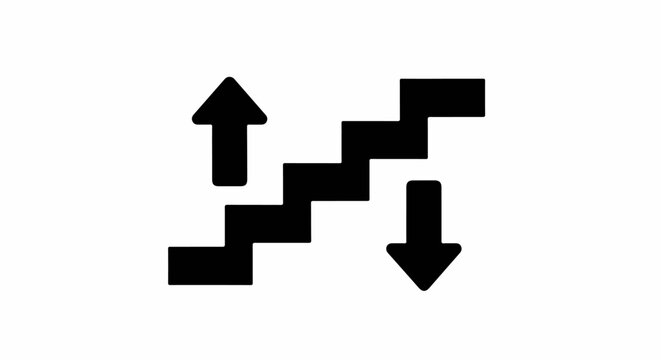 Abstract depiction of ascent and descent via steps and arrows