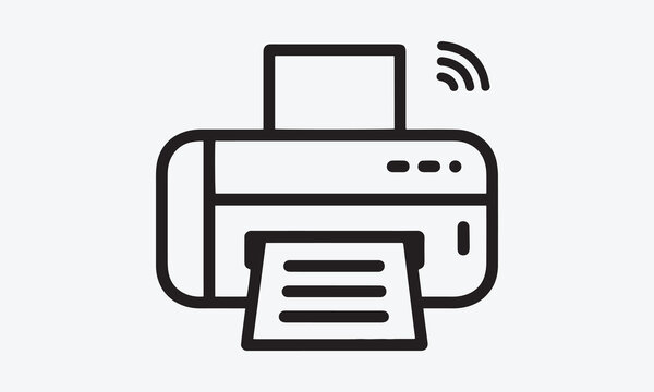Printer line art icon and print symbol, fax sign