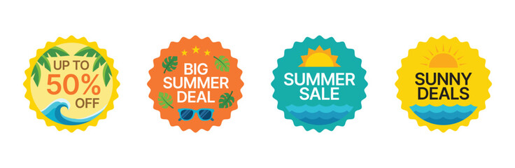 Collection of summer sale stickers and badges © Vooglo