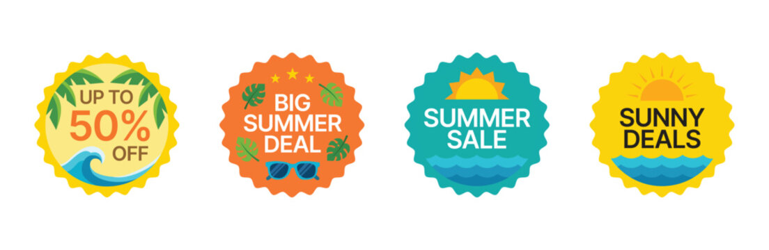 Collection of summer sale stickers and badges