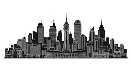 Fototapeta premium Modern City Skyline Silhouette Vector Illustration