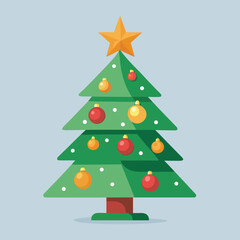 Colorful christmas tree with star and ornaments illustration Vector
