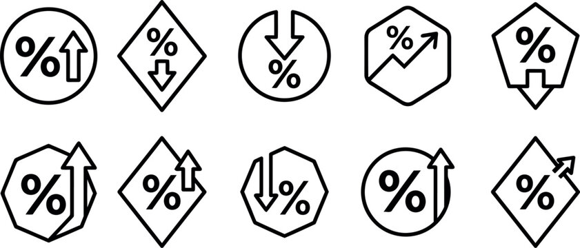 Percentage change icons set