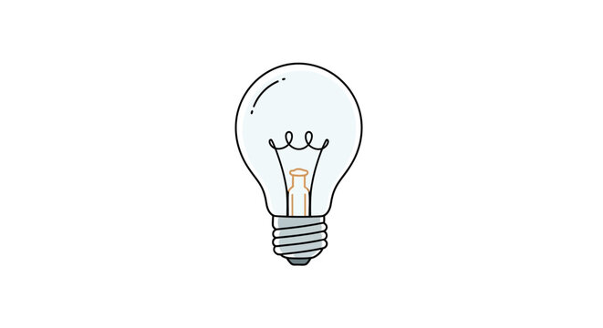 Illustration of a classic incandescent light bulb on a white background, symbolizing ideas.