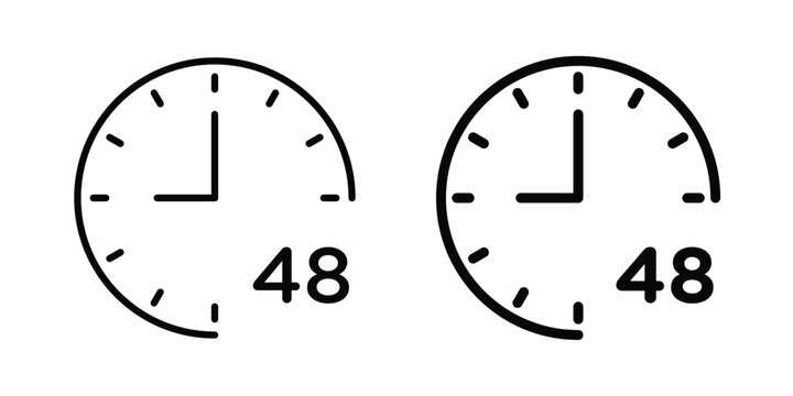 48 hours icon vector on white background.