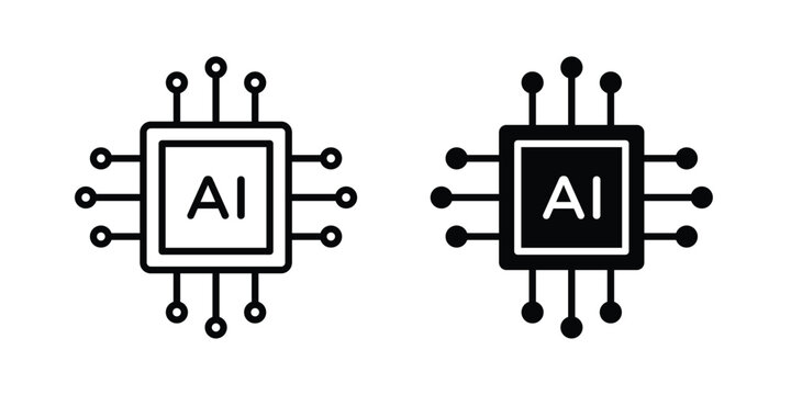AI processor chip icon vector on white background.