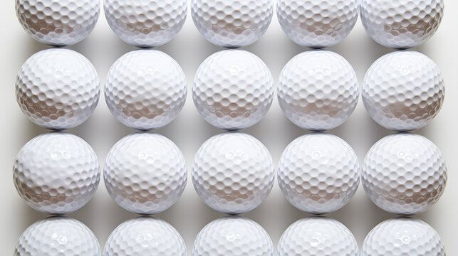 dimples. A collection of golf balls arranged in a pattern from above. product launch decks, UI/UX mockups, designed for data visualization dashboards and holographic UIs, clarifies data.