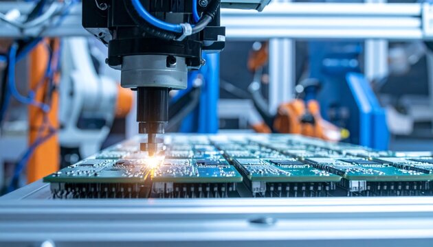 assembly line of electronic circuit boards
