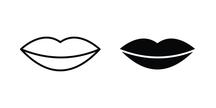 Big lips icon vector on white background.