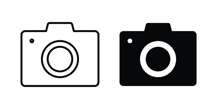 Camera button icon vector on white background.