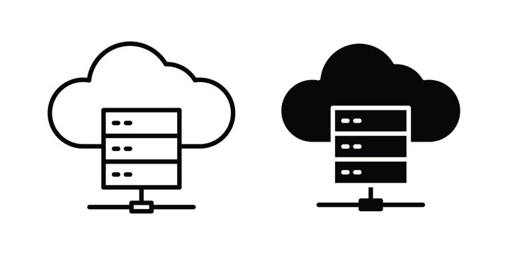 Cloud server icon vector on white background.