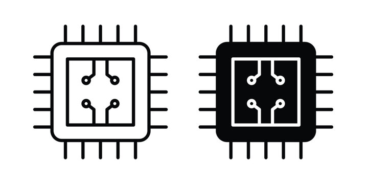 Computer microprocessor icon vector on white background.