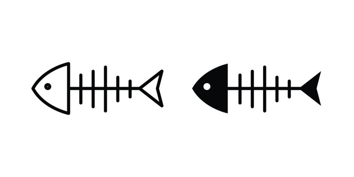 Fish bone icon vector on white background.