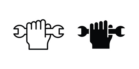 Obraz premium Hand holding wrench icon vector on white background.