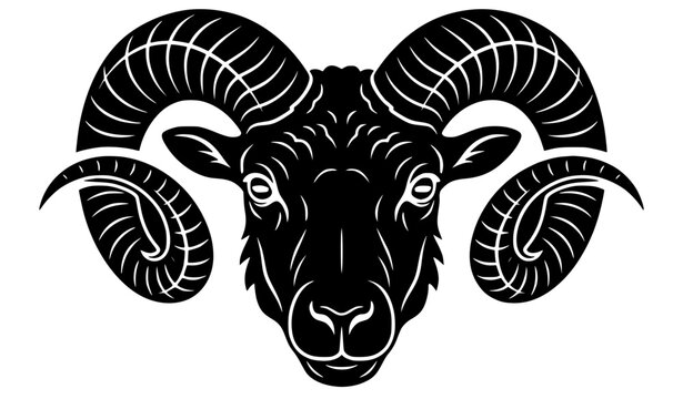 Ram head silhouette vector sheep mascot logo design