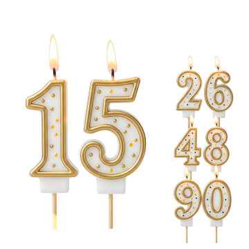 Golden birthday candles in numbers 15 26 48 90