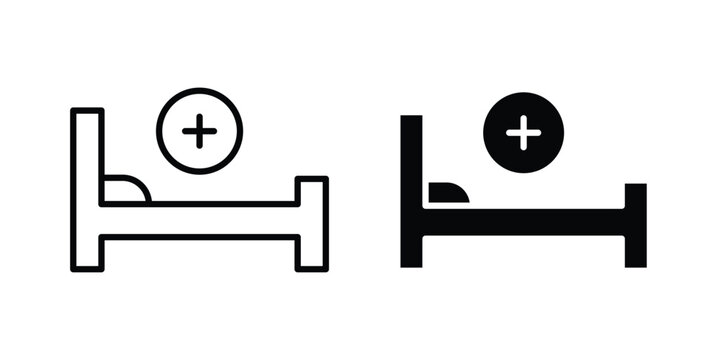 Hospital bed icon vector on white background.