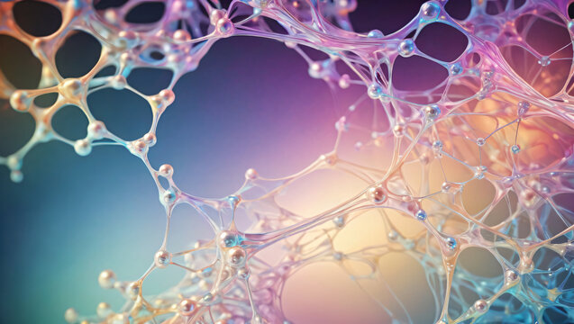 Abstract Molecular Patterns on Iridescent Gradient Background