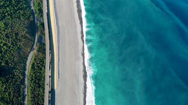 Aerial view of the  coast and highway, Taiwan