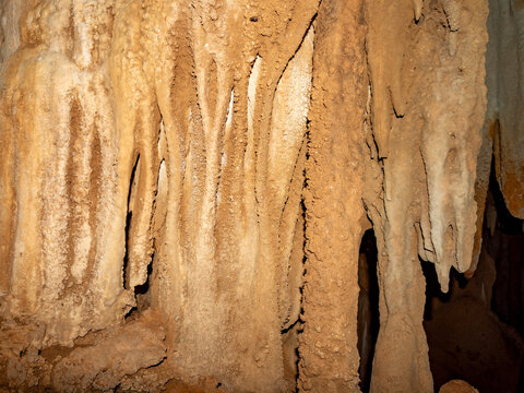 Flowstone and cave formations showcasing natural limestone details in Madagascar