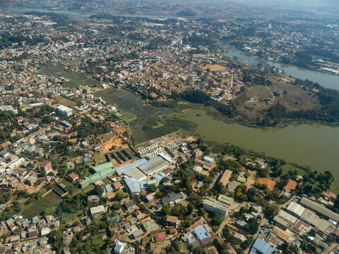 Charter flight views of city and landscape from Isalo National Airport to Antanavarino Charter Flight Base in Madagascar