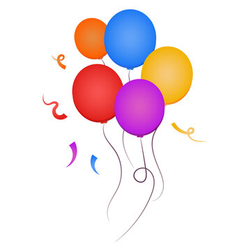 Colorful balloon bunch for celebration and birthday party. Vector illustration, isolated on white.