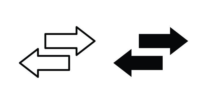 Left right direction icon vector on white background.