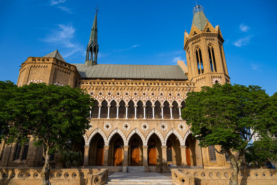 Frere Hall stands in its historic form under a clear sky in Karachi, Pakistan showcasing its unique design and features