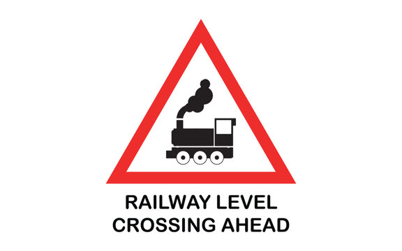 Railroad Crossing Sign Vector &ndash; Railway Tracks and Warning Lights Transportation Safety IllustrationWeb