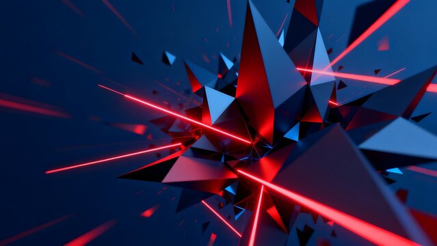 Abstract geometric shapes with glowing lines