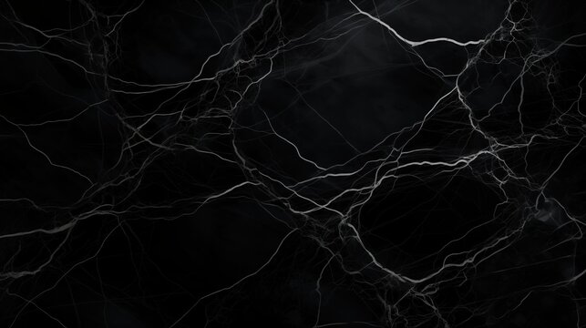 Luxury black marble texture background with modern white veins. Abstract stone pattern ideal for elegant wallpaper, architecture, and interior design.