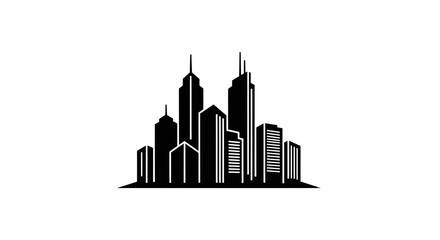 Obraz premium Black and white cityscape silhouette isolated on white background