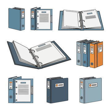 Illustration of binders with documents, office and business theme