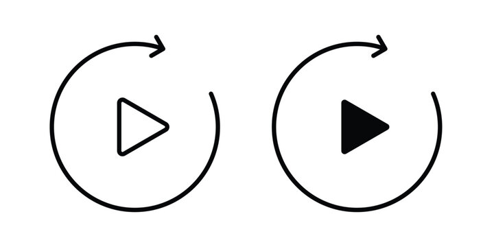Replay icon vector on white background.