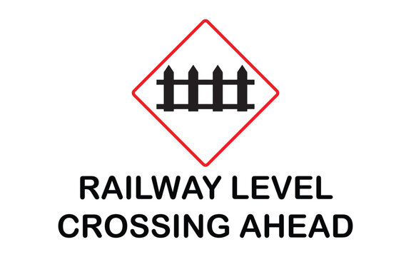 Railroad Crossing Sign Vector &ndash; Railway Tracks and Warning Lights Transportation Safety IllustrationWeb