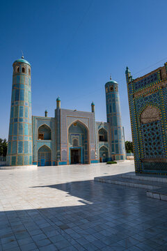 Architectural features of the blue mosque in Mazar-e-Sharif in Afghanistan