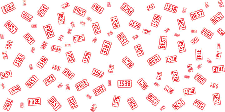 Red free and stamp pattern on transparent background