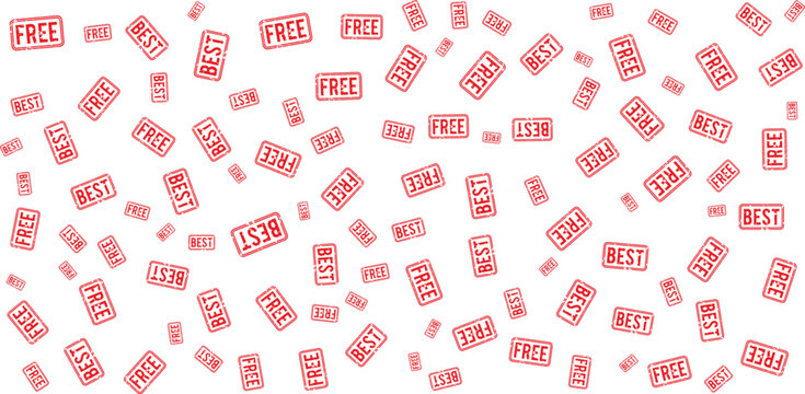 Red free and stamp pattern on transparent background