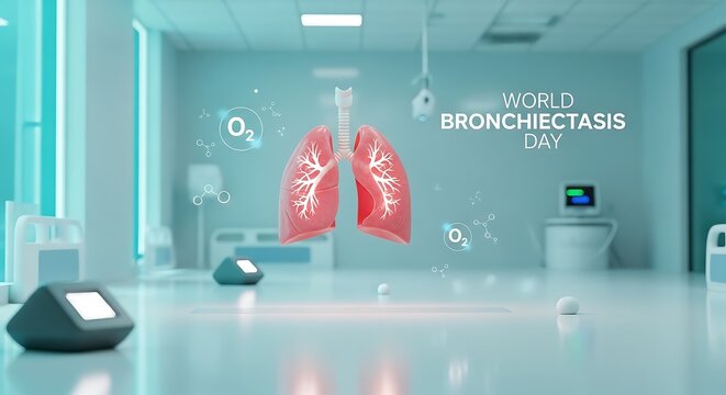 World Bronchiectasis Day Awareness Medical Concept With 3D Lungs
