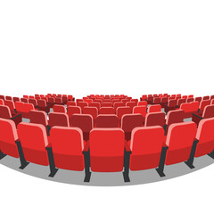 Fototapeta premium Red Auditorium Seats, Empty Scene, Vector Illustration, Audience Area