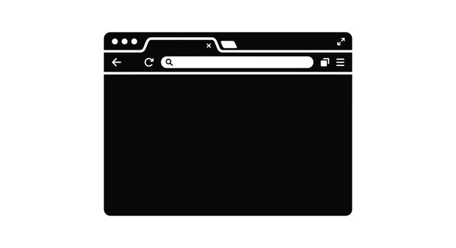 browser window icon black and white isolated on white