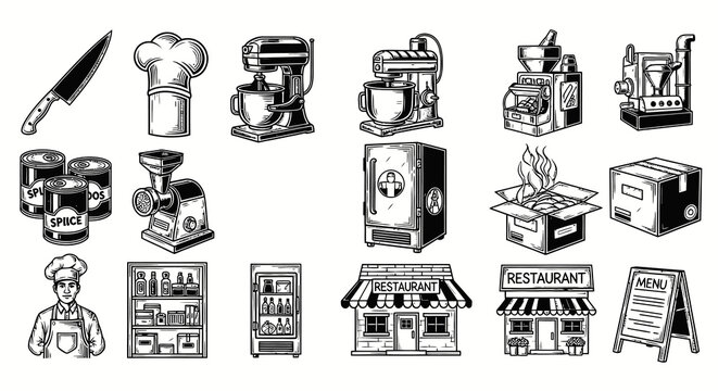 Professional Restaurant Kitchen Equipment and Catering Service Set