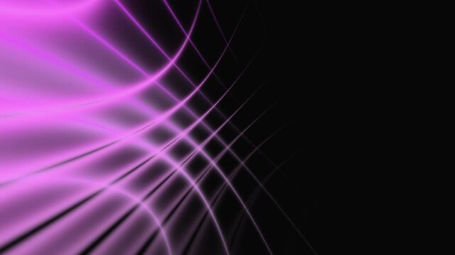 Abstract dark background with intersecting pink lines that radiate in arcs from the left edge to the center. The glowing curves create a grid that resembles a wave or a laser grating.