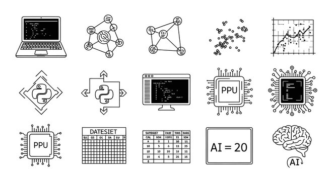 Artificial Intelligence Programming and Data Science Technology Vector