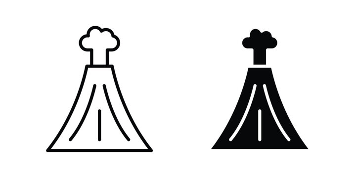 Volcano icon vector on white background.