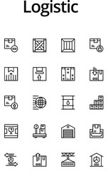 Fototapeta premium Professional Logistic and Supply Chain Vector Icons, Line Art, Editable Stroke